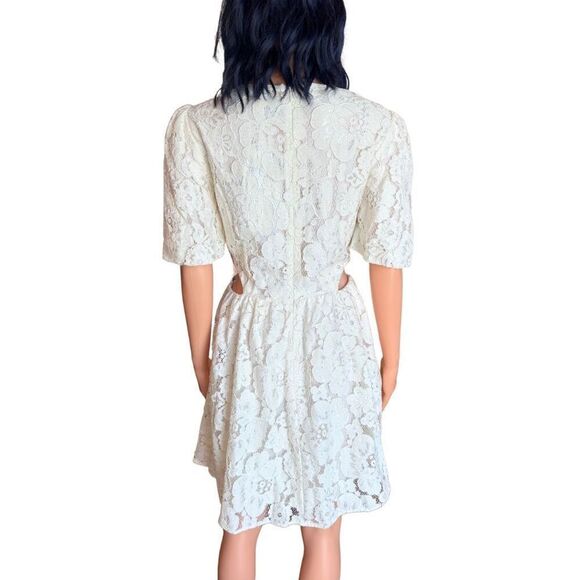 NWT WAYF Ivory Cream Lace Cutout Mini Dress - Picture 7 of 8